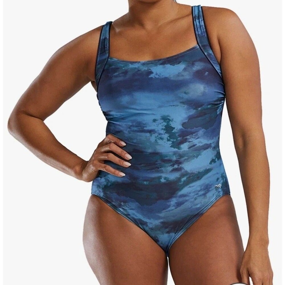 TYR Womens Durafast Elite Asperus Square Neck Controlfit One Piece Swim Sz 6 New